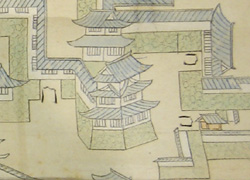 絵図の伏見櫓(水野期の絵図:福山城下御家中町絵図)