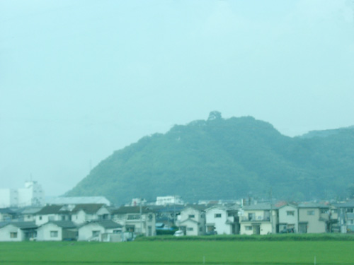 国道128号線から見た神辺城跡